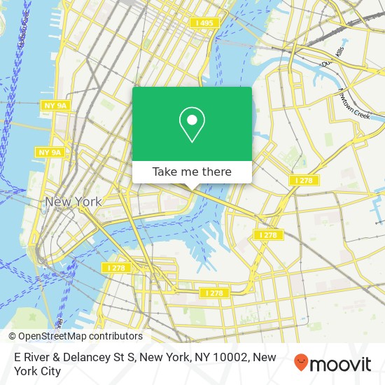 E River & Delancey St S, New York, NY 10002 map
