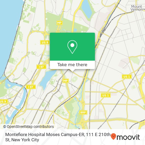 Mapa de Montefiore Hospital Moses Campus-ER, 111 E 210th St