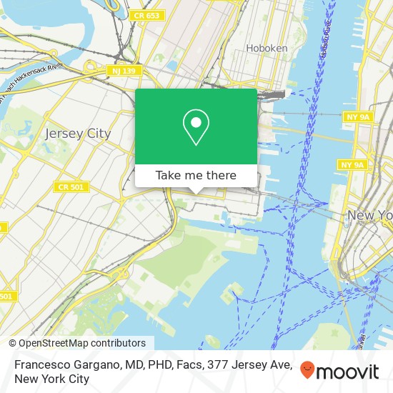 Mapa de Francesco Gargano, MD, PHD, Facs, 377 Jersey Ave