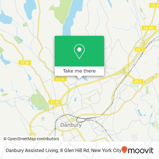 Mapa de Danbury Assisted Living, 8 Glen Hill Rd