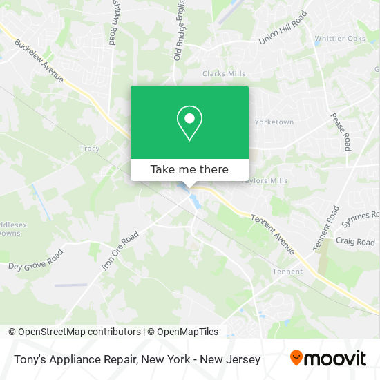 Tony's Appliance Repair map