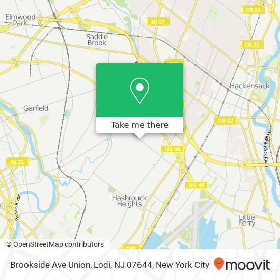 Mapa de Brookside Ave Union, Lodi, NJ 07644