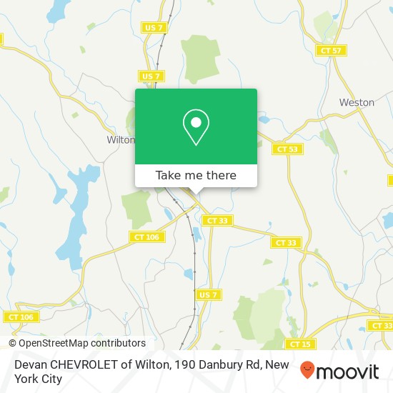 Mapa de Devan CHEVROLET of Wilton, 190 Danbury Rd