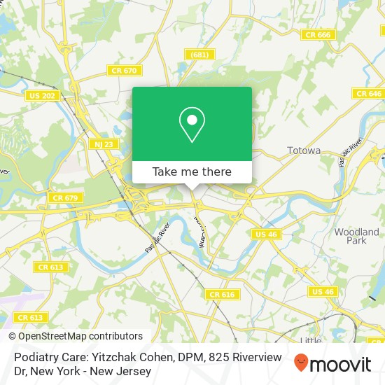 Mapa de Podiatry Care: Yitzchak Cohen, DPM, 825 Riverview Dr