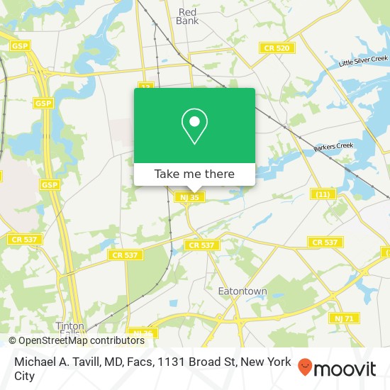 Mapa de Michael A. Tavill, MD, Facs, 1131 Broad St