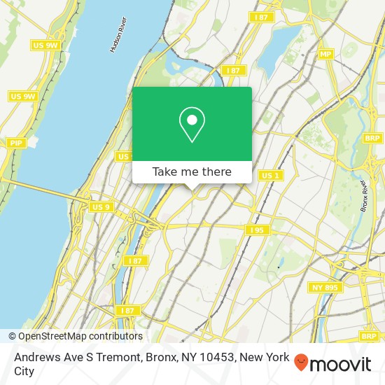 Mapa de Andrews Ave S Tremont, Bronx, NY 10453