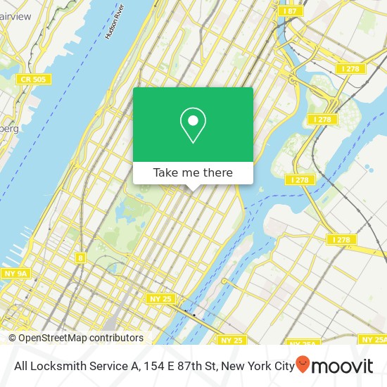 All Locksmith Service A, 154 E 87th St map