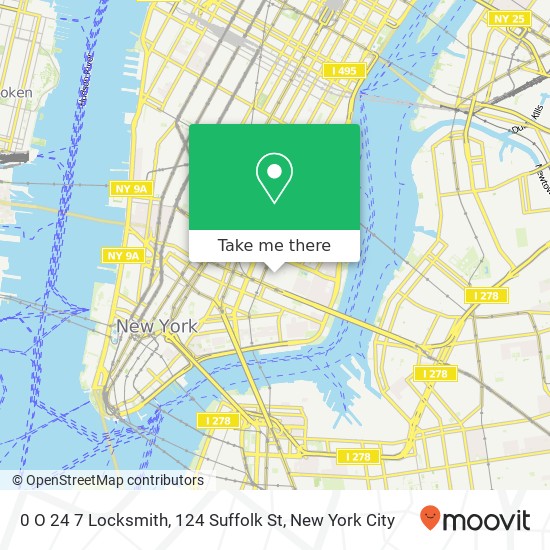 0 O 24 7 Locksmith, 124 Suffolk St map