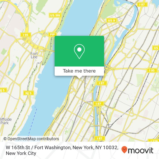 W 165th St / Fort Washington, New York, NY 10032 map