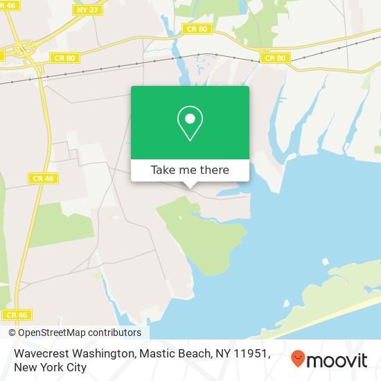 Mapa de Wavecrest Washington, Mastic Beach, NY 11951