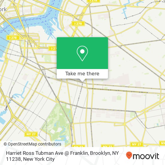 Mapa de Harriet Ross Tubman Ave @ Franklin, Brooklyn, NY 11238