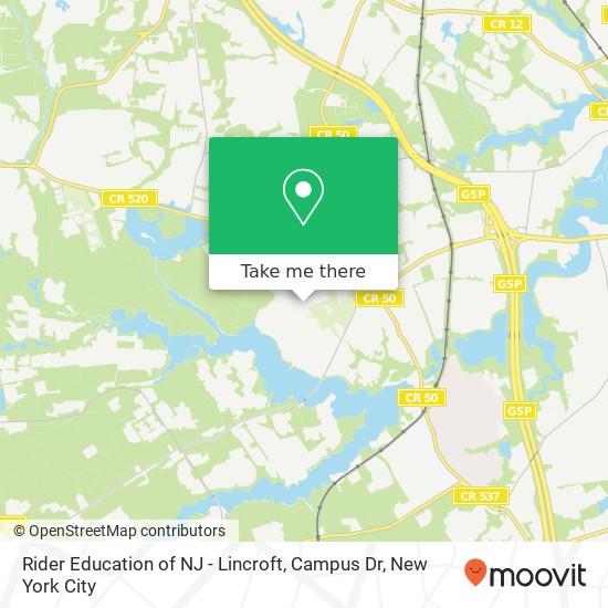 Rider Education of NJ - Lincroft, Campus Dr map