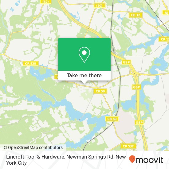 Mapa de Lincroft Tool & Hardware, Newman Springs Rd