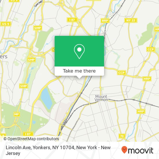 Mapa de Lincoln Ave, Yonkers, NY 10704