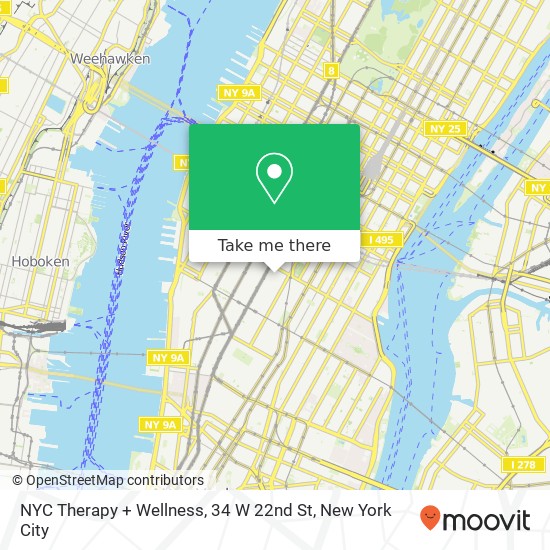 Mapa de NYC Therapy + Wellness, 34 W 22nd St