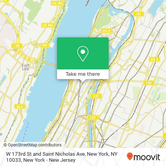 Mapa de W 173rd St and Saint Nicholas Ave, New York, NY 10033