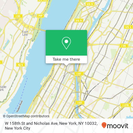 W 158th St and Nicholas Ave, New York, NY 10032 map