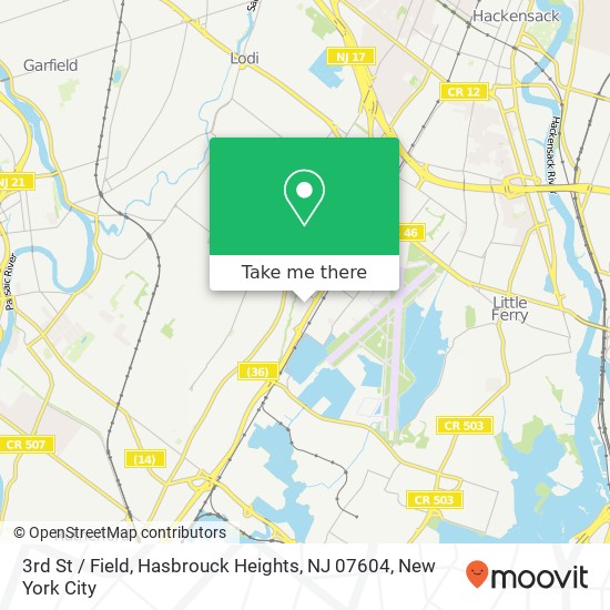 Mapa de 3rd St / Field, Hasbrouck Heights, NJ 07604