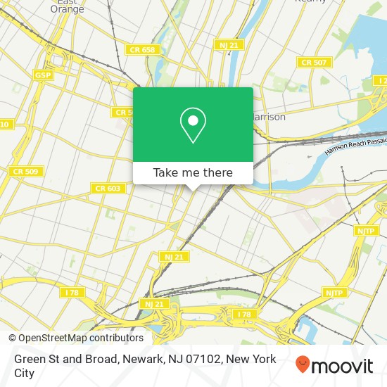Mapa de Green St and Broad, Newark, NJ 07102