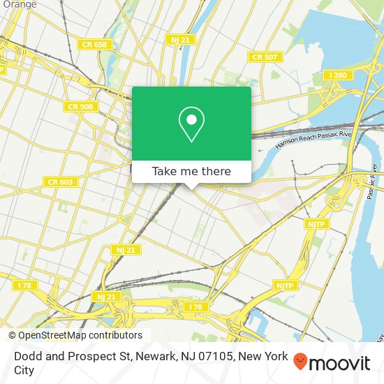 Mapa de Dodd and Prospect St, Newark, NJ 07105