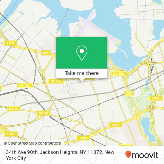 Mapa de 34th Ave 90th, Jackson Heights, NY 11372