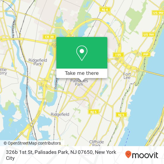 Mapa de 326b 1st St, Palisades Park, NJ 07650