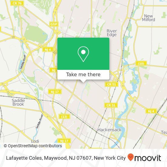 Mapa de Lafayette Coles, Maywood, NJ 07607