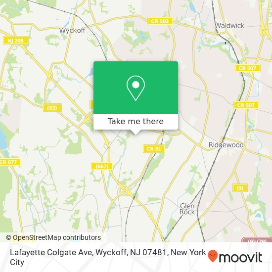 Mapa de Lafayette Colgate Ave, Wyckoff, NJ 07481