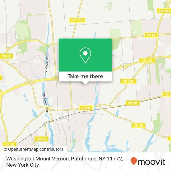 Mapa de Washington Mount Vernon, Patchogue, NY 11772