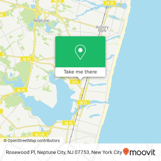 Mapa de Rosewood Pl, Neptune City, NJ 07753