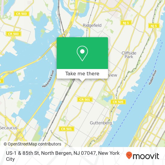 US-1 & 85th St, North Bergen, NJ 07047 map