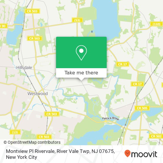 Mapa de Montview Pl Rivervale, River Vale Twp, NJ 07675