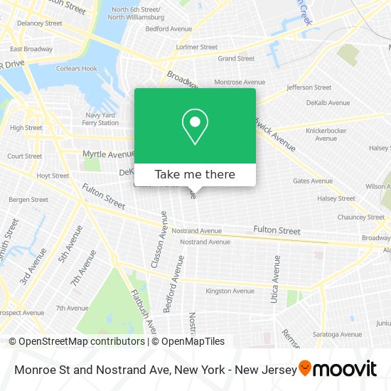 Monroe St and Nostrand Ave map