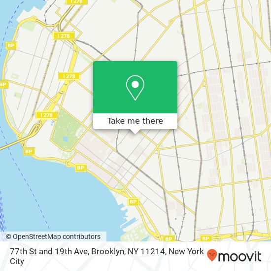 Mapa de 77th St and 19th Ave, Brooklyn, NY 11214