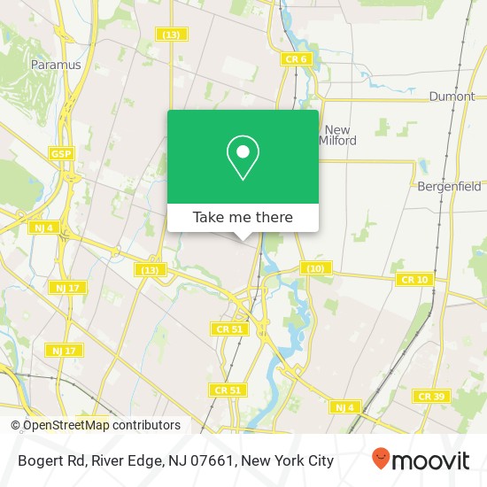 Mapa de Bogert Rd, River Edge, NJ 07661