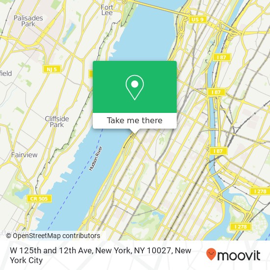 Mapa de W 125th and 12th Ave, New York, NY 10027