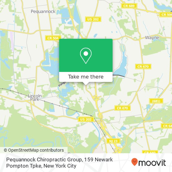 Pequannock Chiropractic Group, 159 Newark Pompton Tpke map