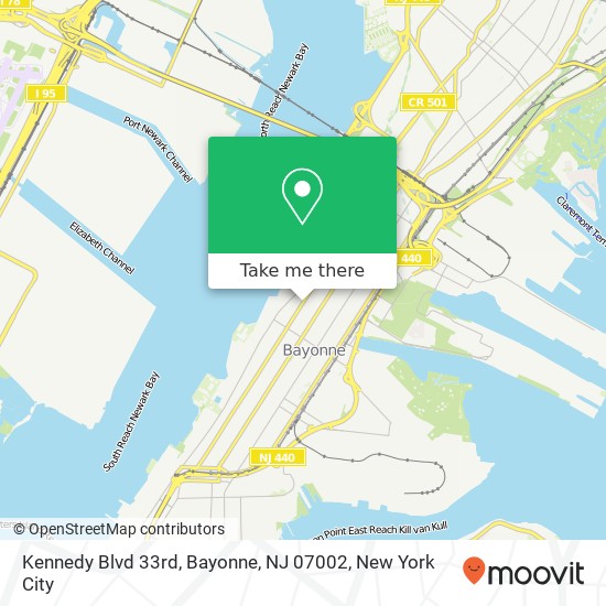 Mapa de Kennedy Blvd 33rd, Bayonne, NJ 07002