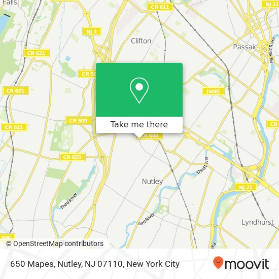 Mapa de 650 Mapes, Nutley, NJ 07110