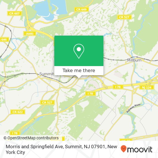 Mapa de Morris and Springfield Ave, Summit, NJ 07901