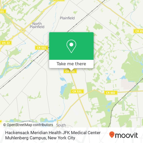 Mapa de Hackensack Meridian Health JFK Medical Center Muhlenberg Campus