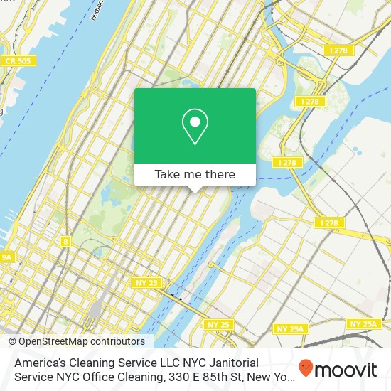 Mapa de America's Cleaning Service LLC NYC Janitorial Service NYC Office Cleaning, 330 E 85th St