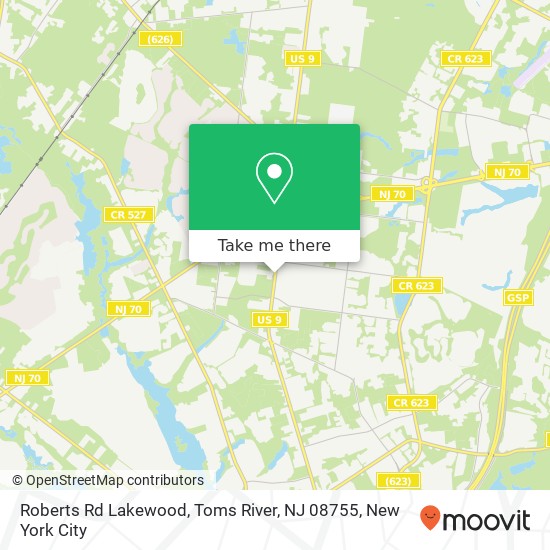 Mapa de Roberts Rd Lakewood, Toms River, NJ 08755