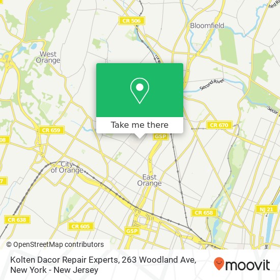 Mapa de Kolten Dacor Repair Experts, 263 Woodland Ave