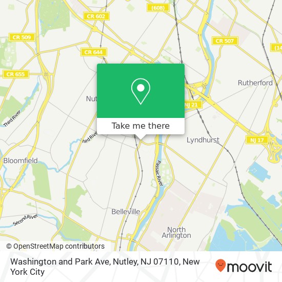 Washington and Park Ave, Nutley, NJ 07110 map