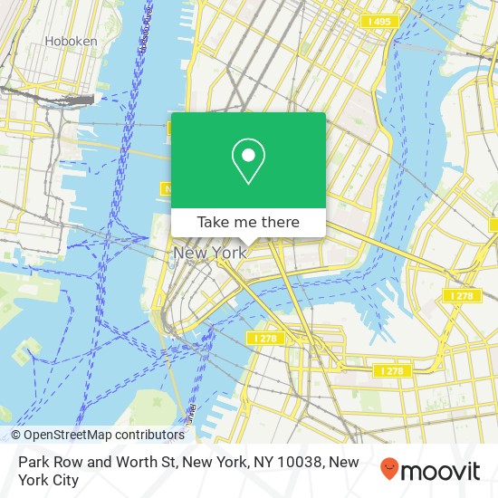 Mapa de Park Row and Worth St, New York, NY 10038