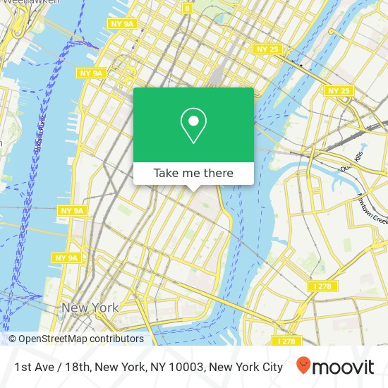 Mapa de 1st Ave / 18th, New York, NY 10003