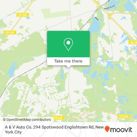 A & V Auto Co, 294 Spotswood Englishtown Rd map