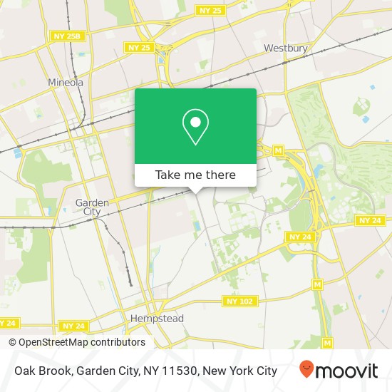 Mapa de Oak Brook, Garden City, NY 11530