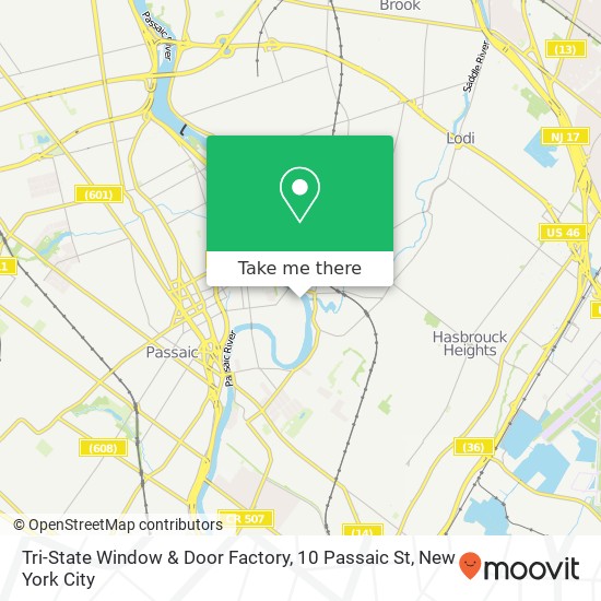 Tri-State Window & Door Factory, 10 Passaic St map
